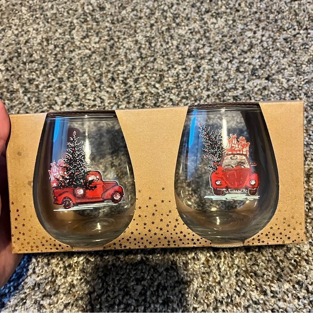 NEW Set of two Stemless Wine Glasses NIB